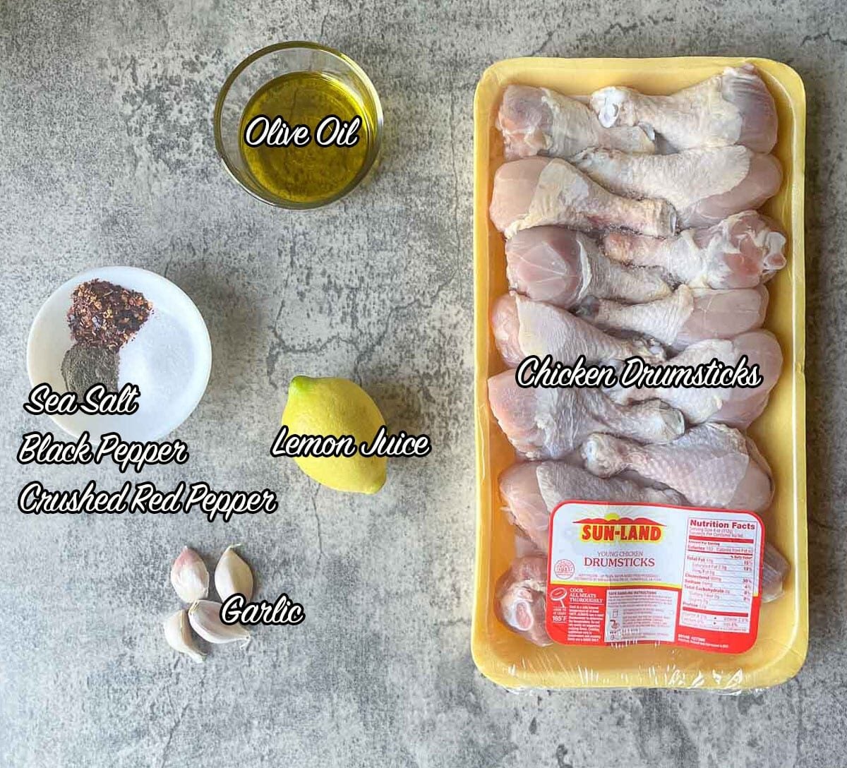 chicken drumsticks recipe ingredients.