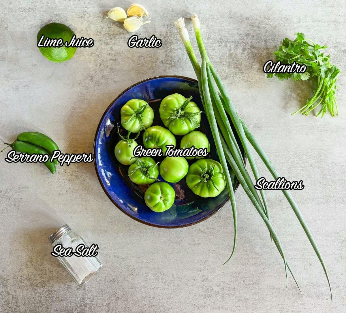 green tomato salsa ingredients.