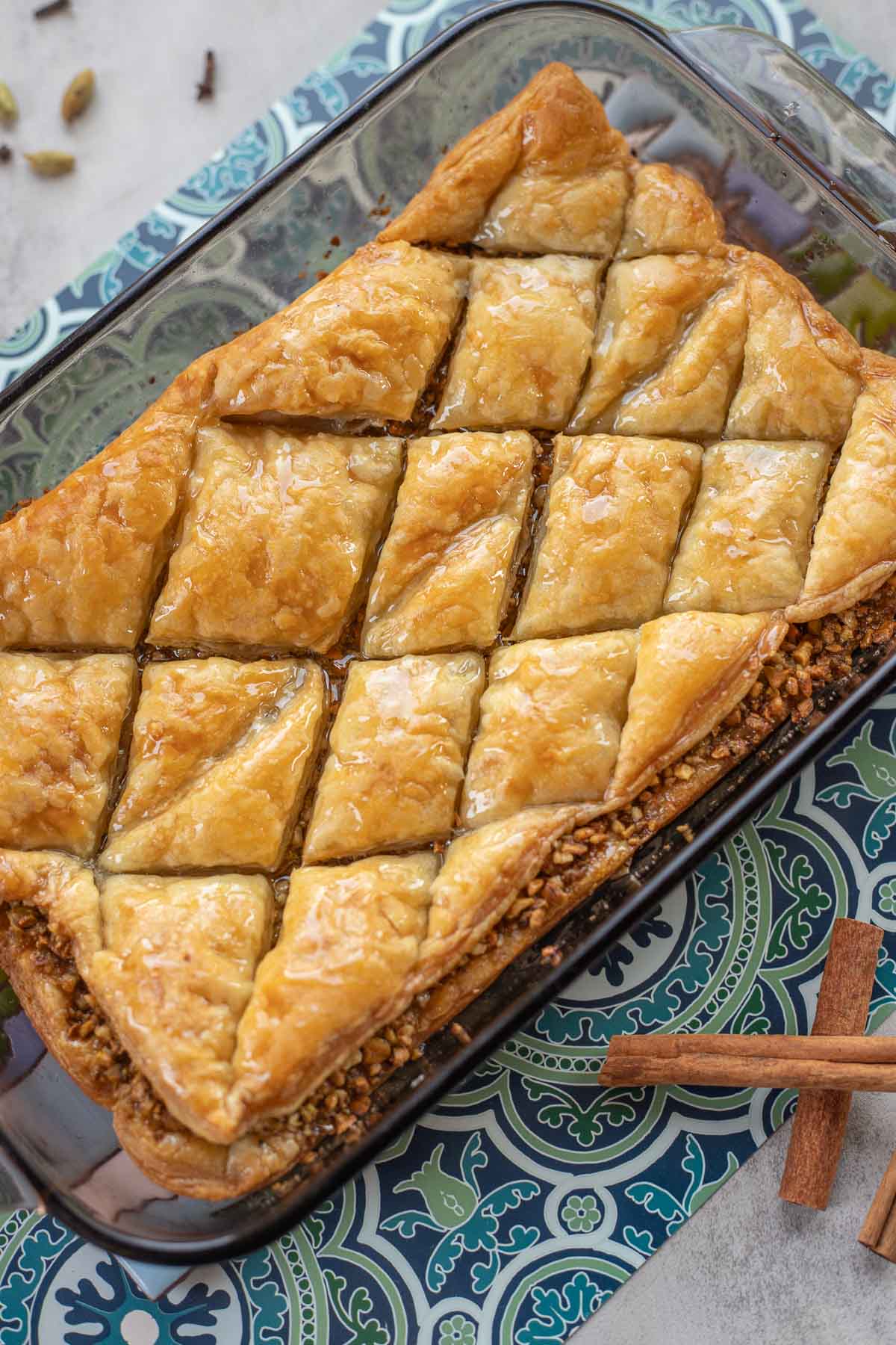 puff pastry baklava in a pan