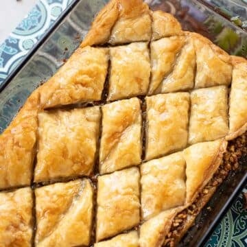 puff pastry baklava in a pan