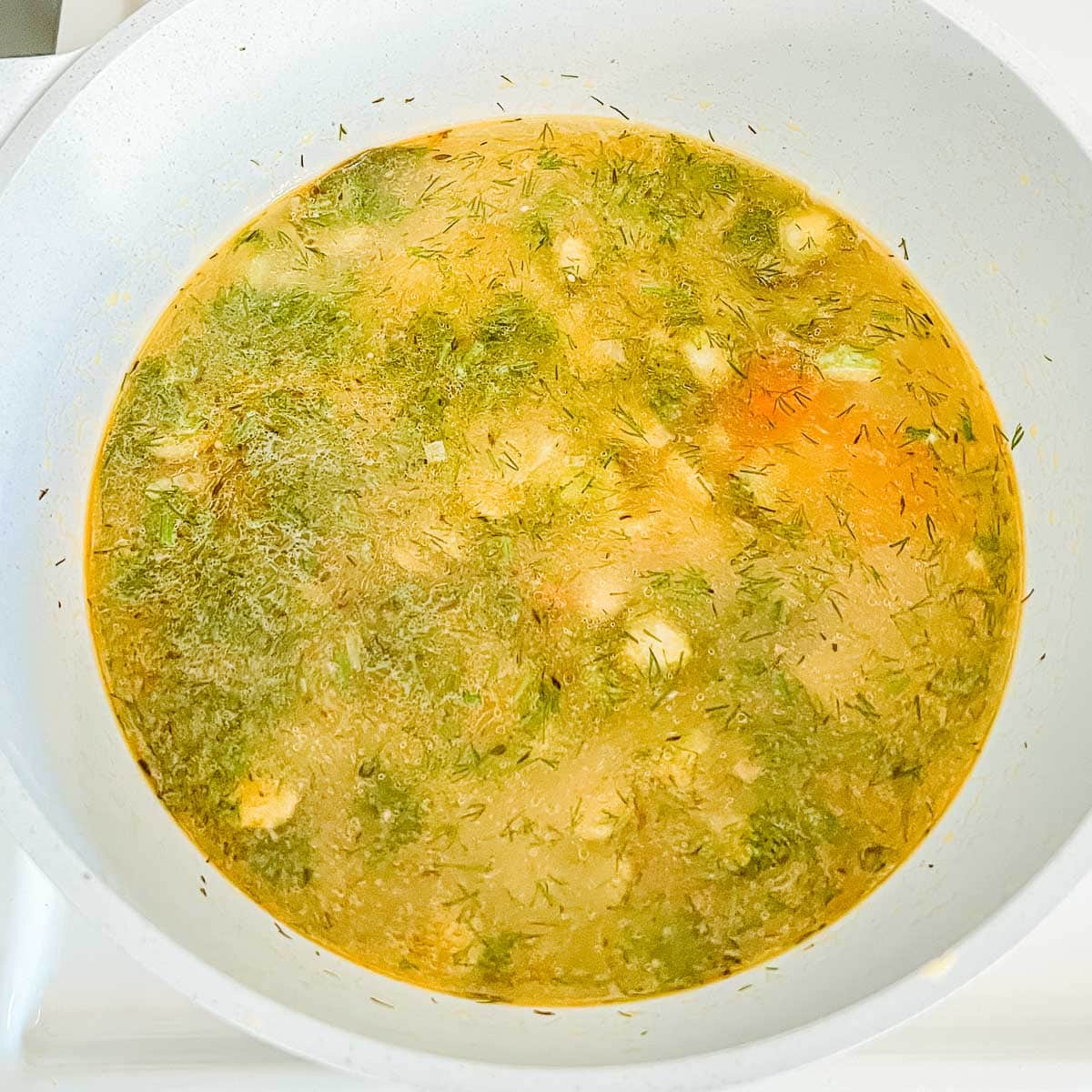 zupa ogorkowa (Polish pickle soup) simmering