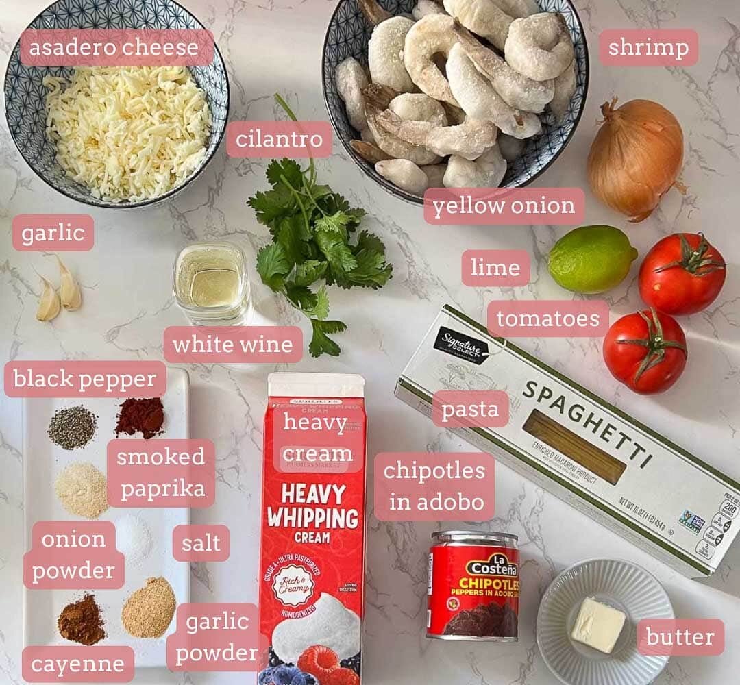 creamy shrimp pasta ingredients