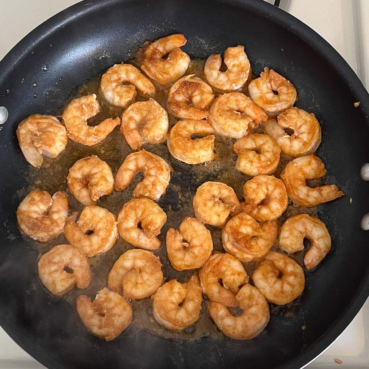 cooked shrimp in pan