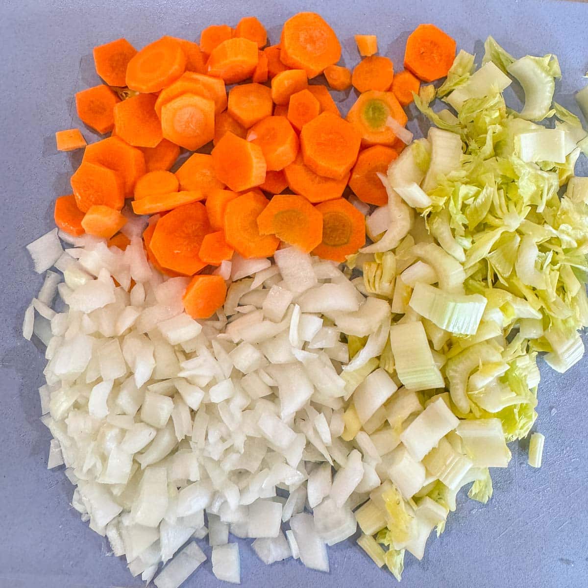 chopped carrots, celery, and onion