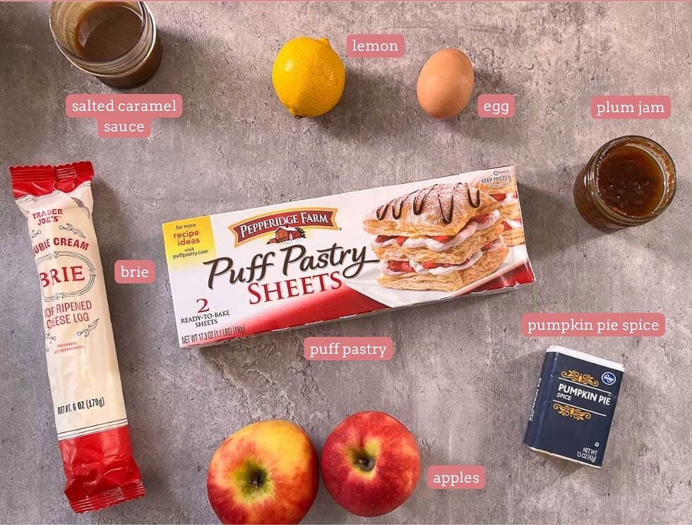 apple puff pastry tart ingredients.