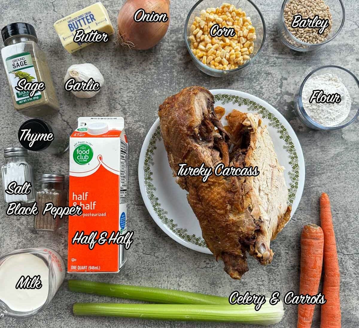 creamy turkey soup ingredients.