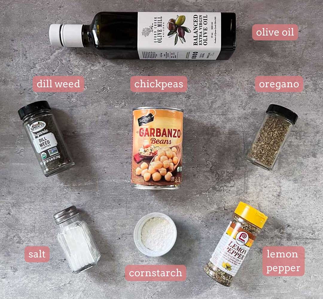 mediterranean air fried chickpeas ingredients