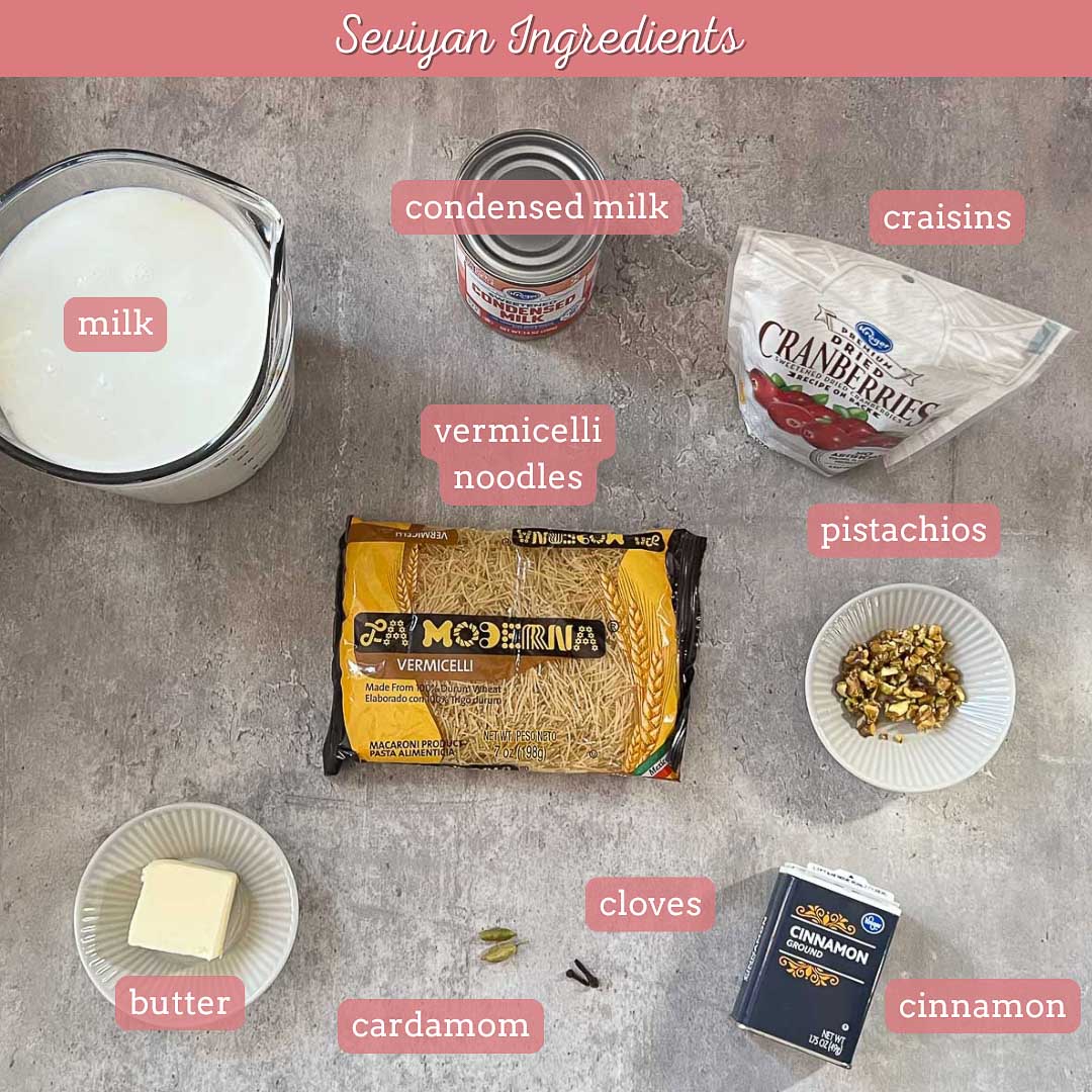 seviyan (shemai/sheer khurma) ingredients.