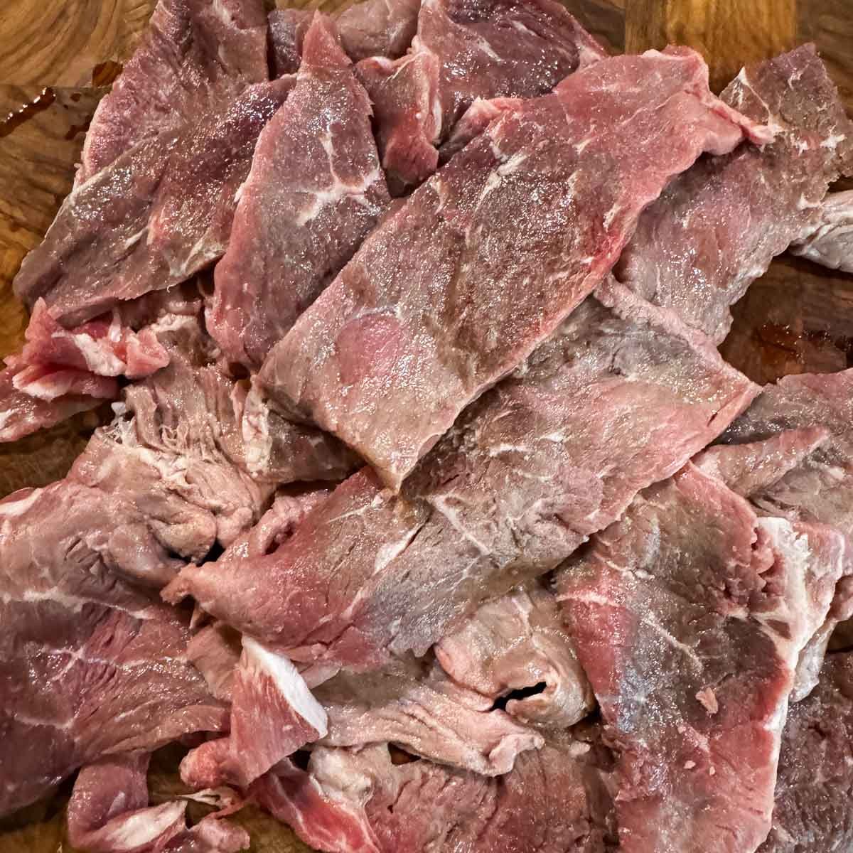 sliced beef for jerky.