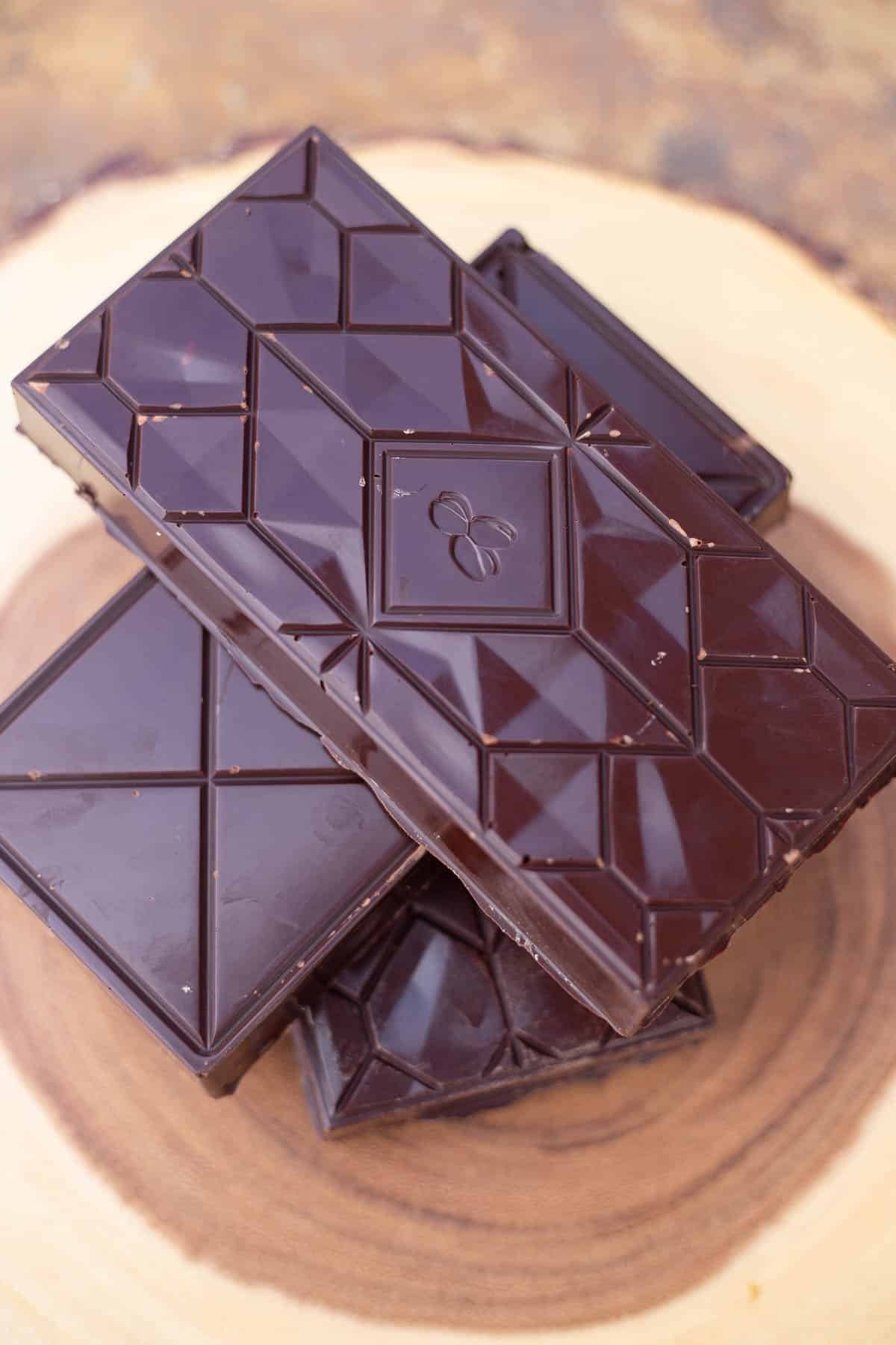 3 Dubai chocolate bars on top of one another.