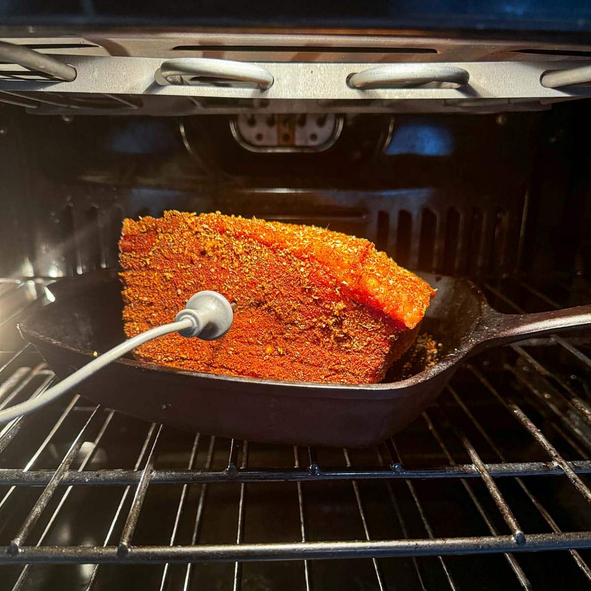 a rump roast in the oven.