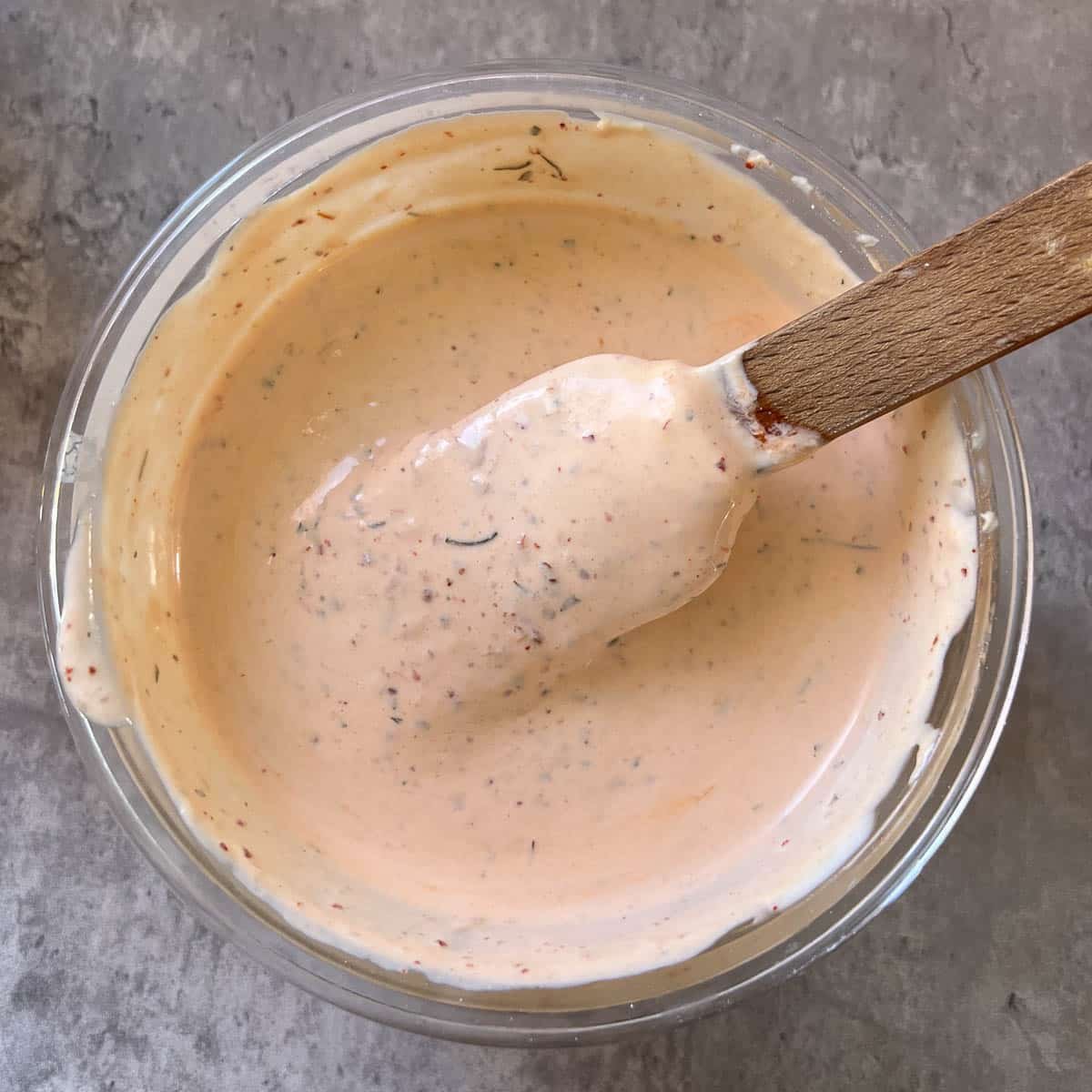 sauce after mixing with rubber spatula.