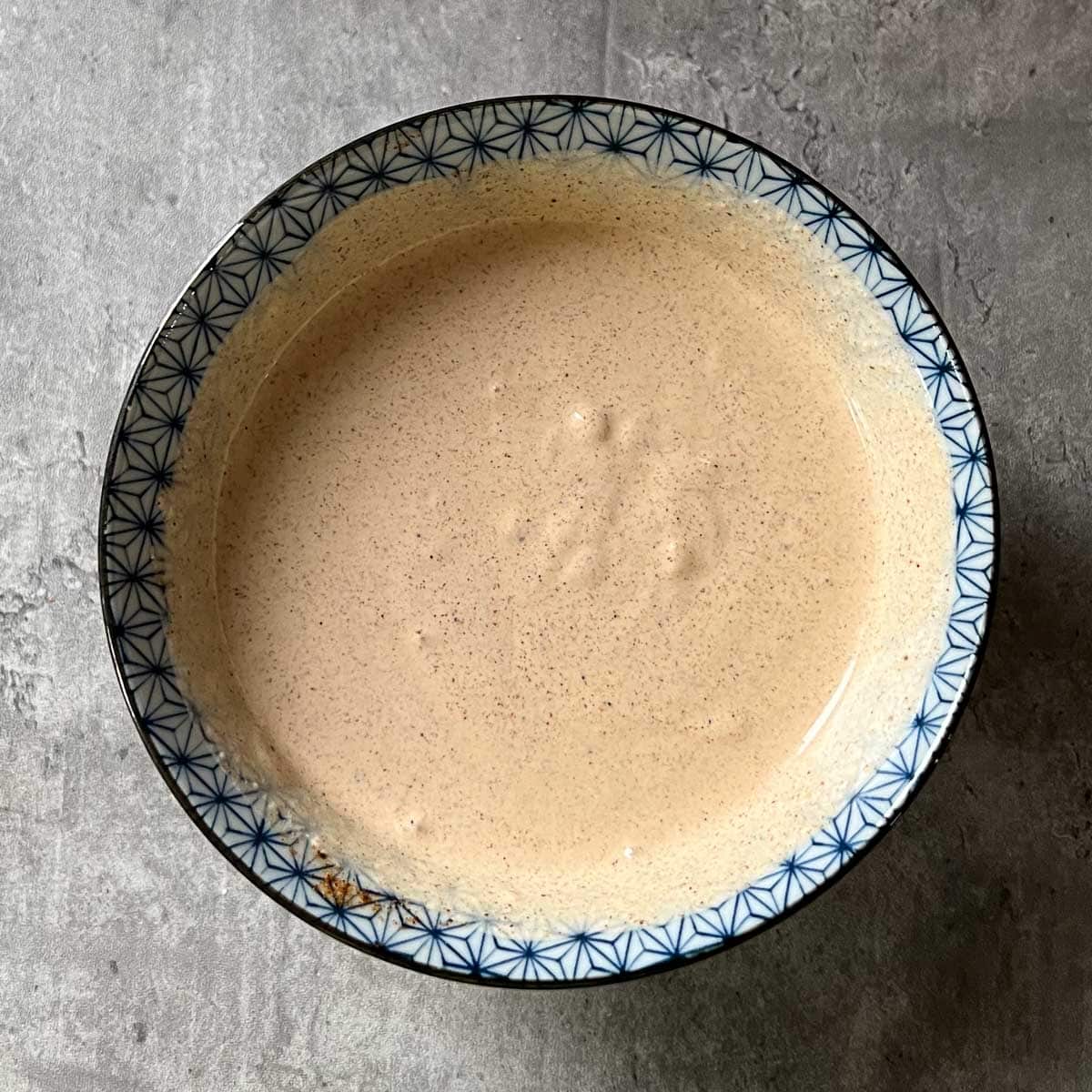 mixed copycat Taco Bell quesadilla sauce in a bowl.