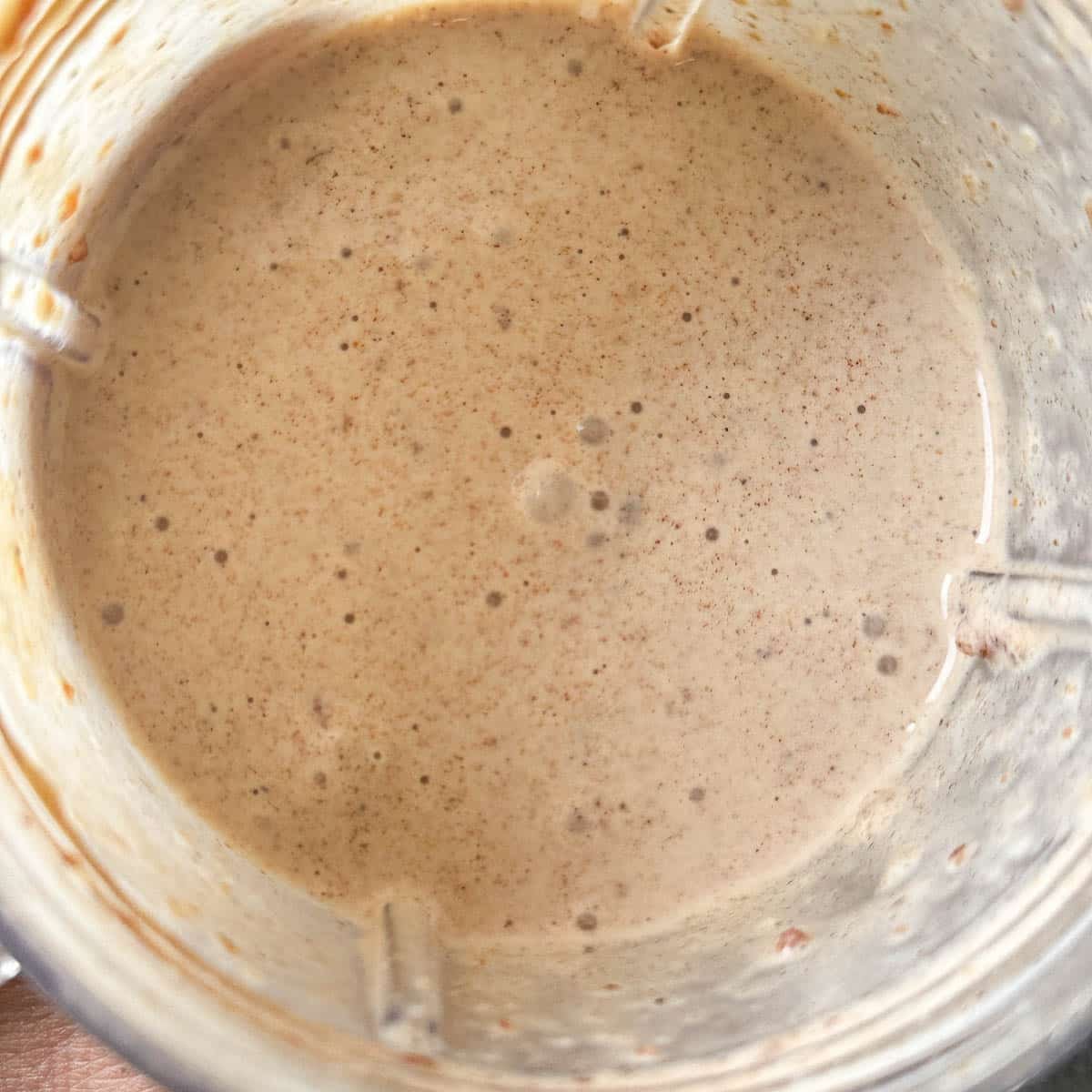 date shake in a blender cup. 