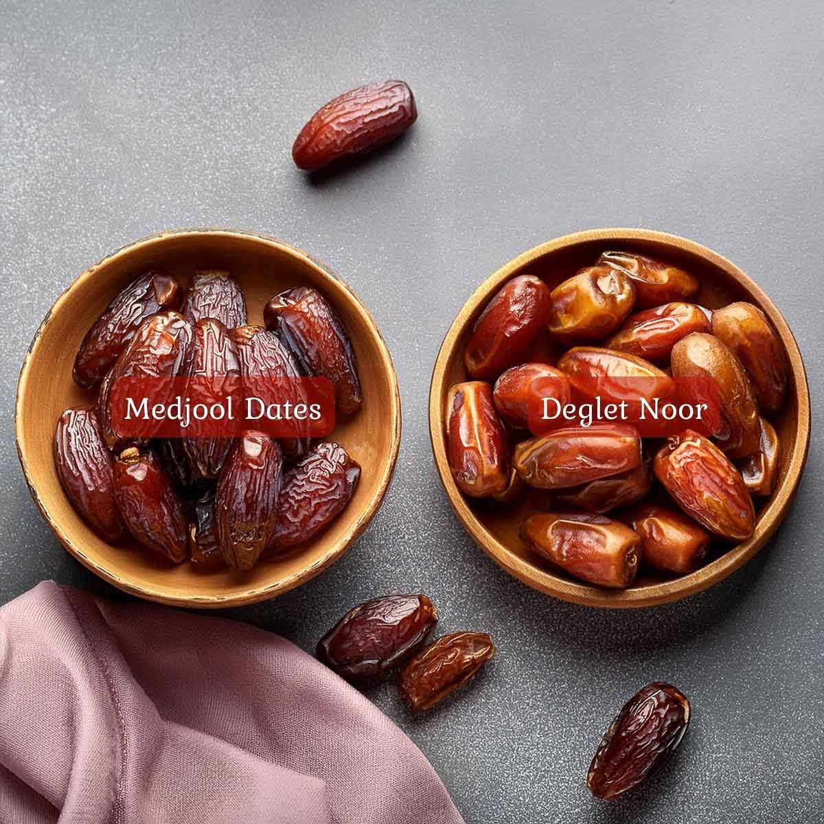 medjool dates vs Deglet Noor dates.