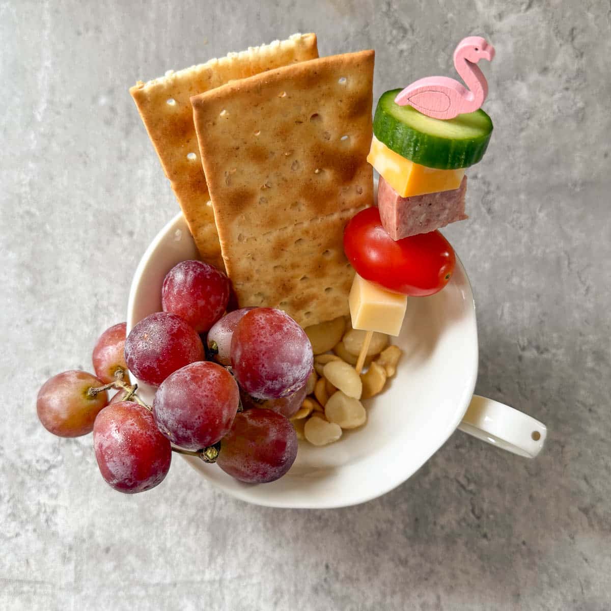 meat & cheese skewer added to cup.