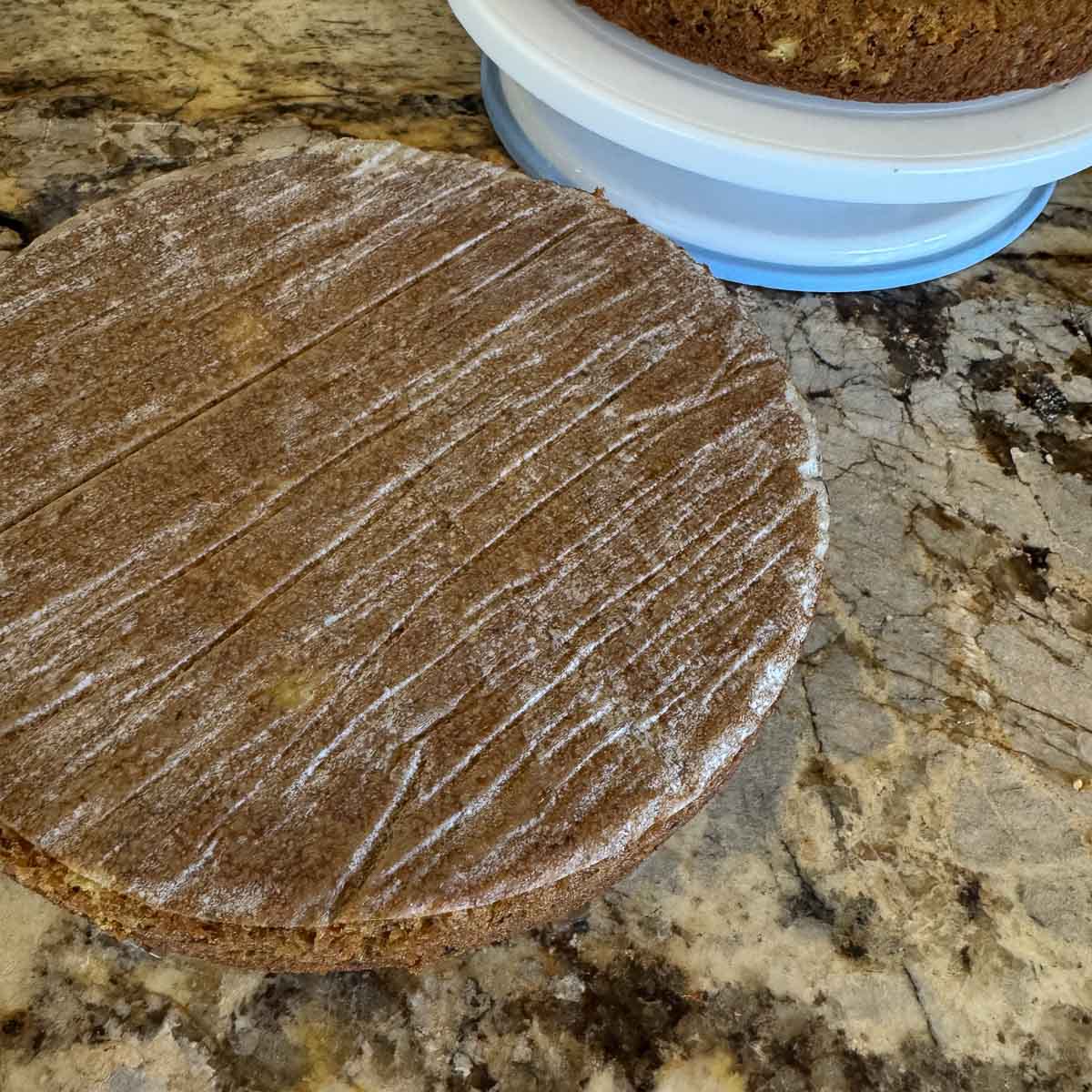 carrot cake with parchment paper.
