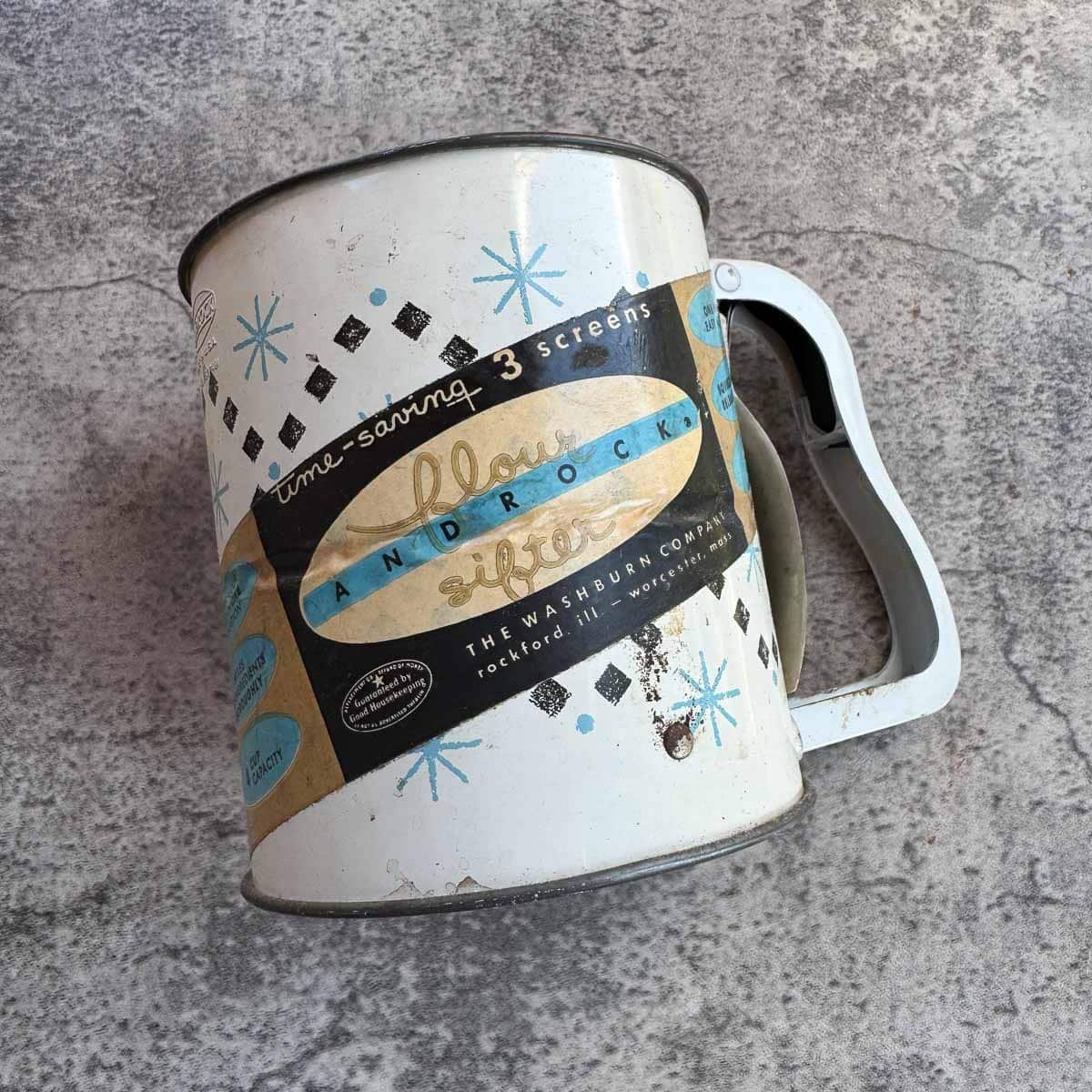 vintage flour sifter.