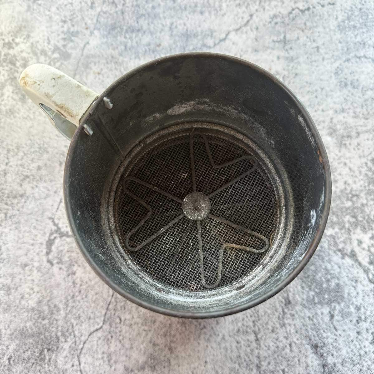 vintage flour sifter.