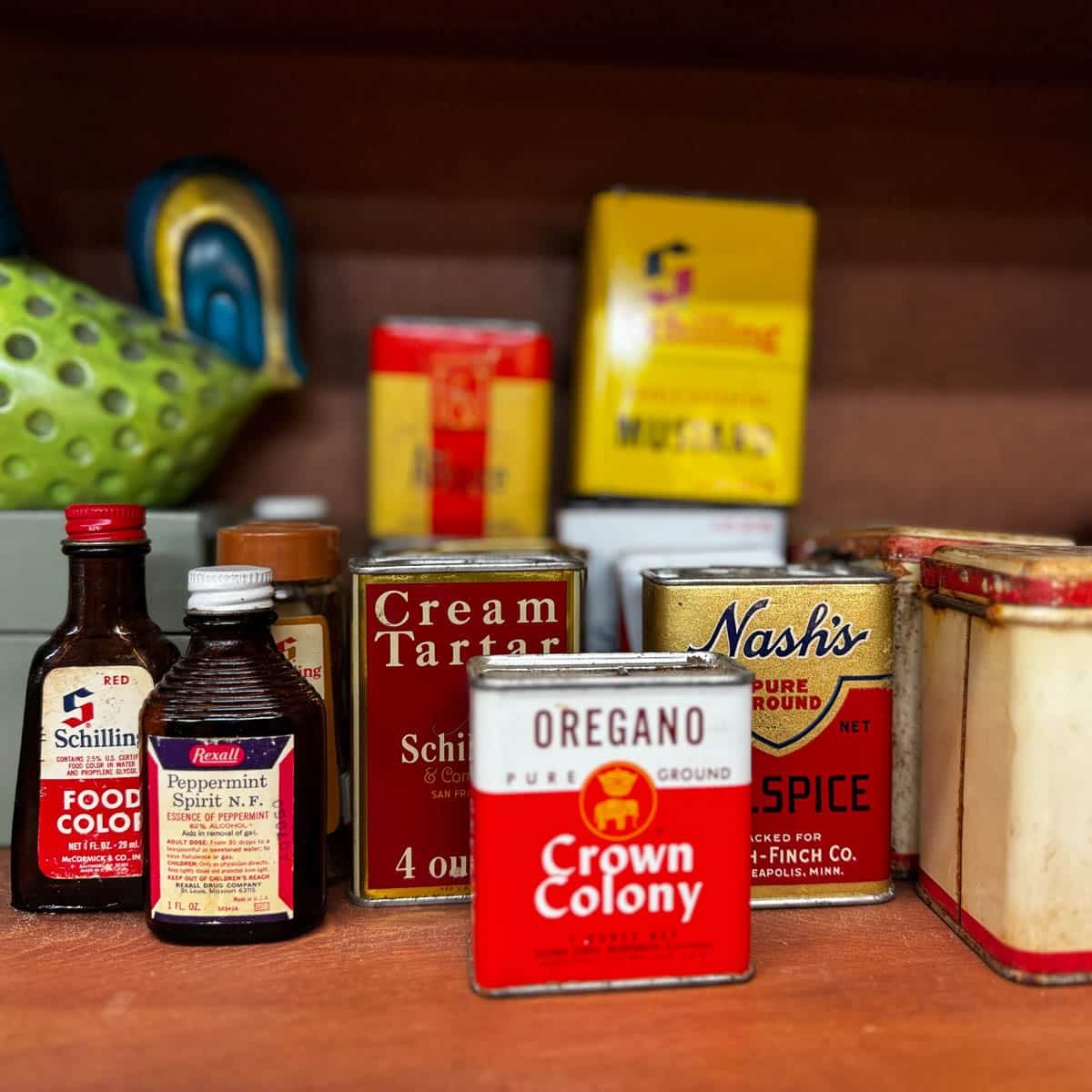 old fashioned spice tins. 