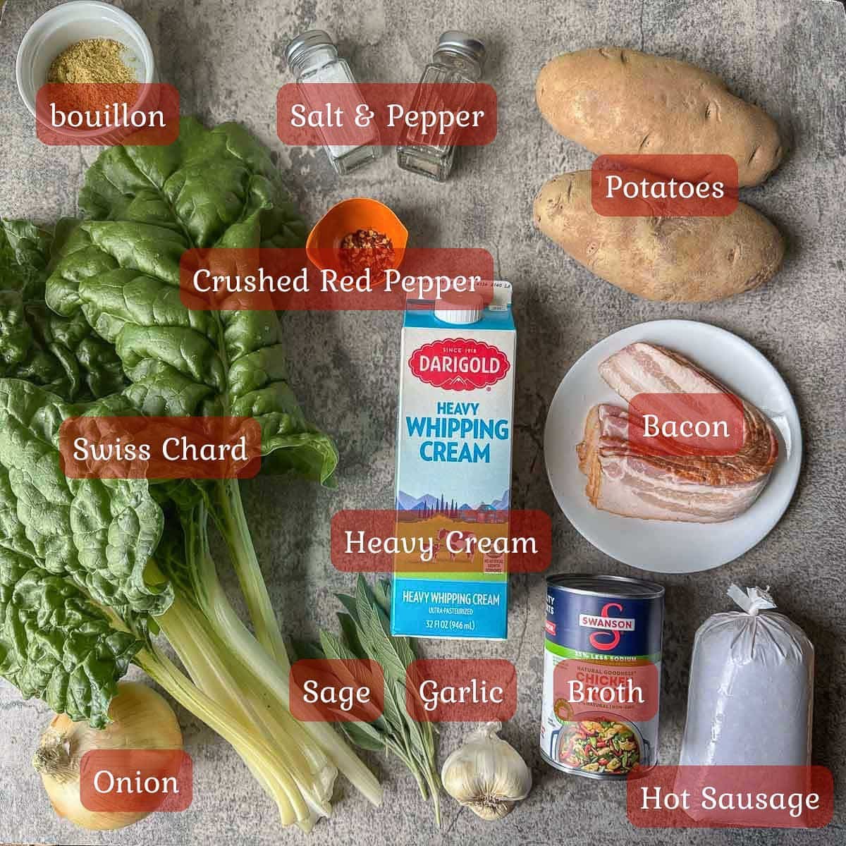 swiss chard soup ingredients. 