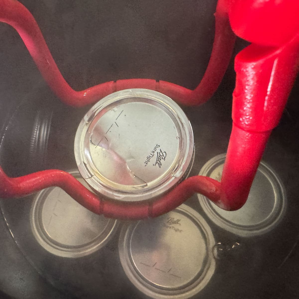 jars being pulled out of waterbath canner.