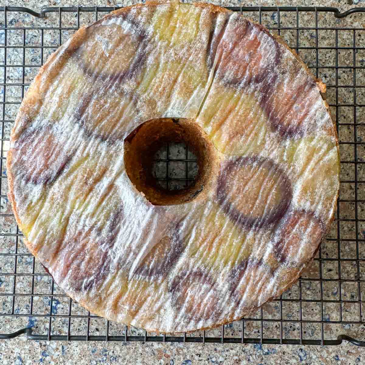 fig cake with parchment on top. 