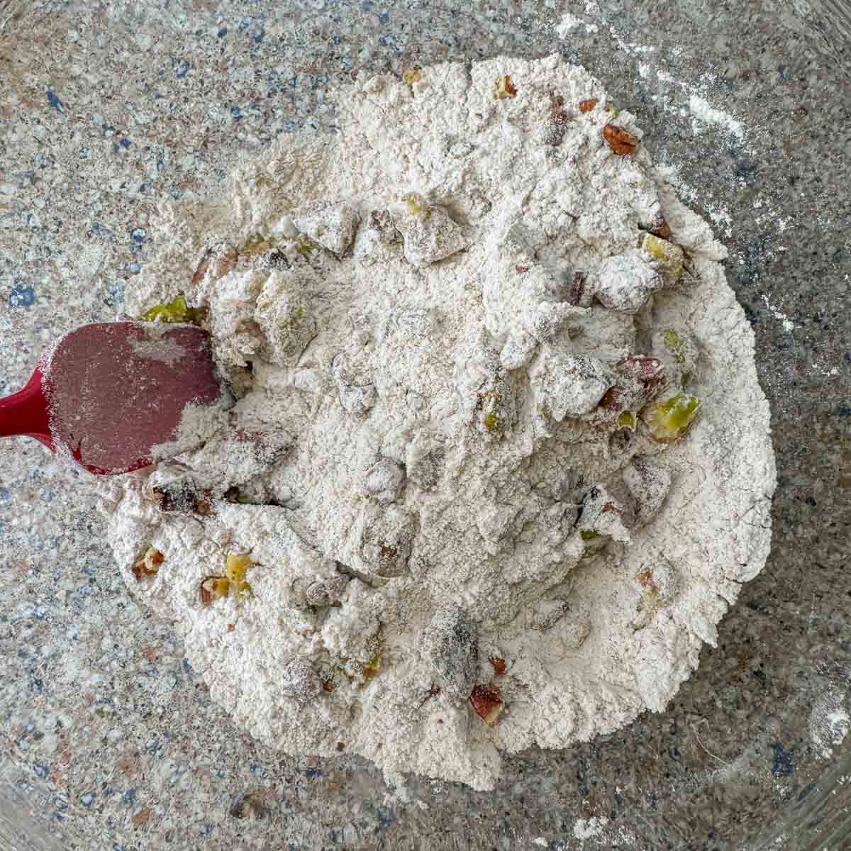 flour mixed in with chopped figs. 