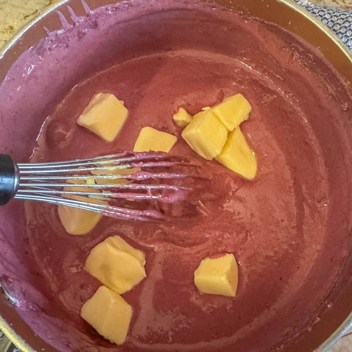whisk butter into huckleberry curd. 