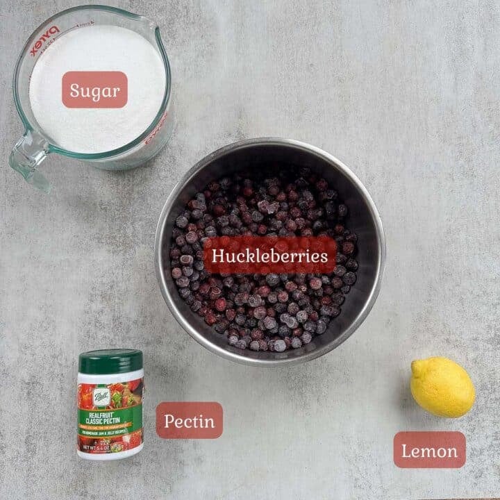huckleberry jam ingredients.
