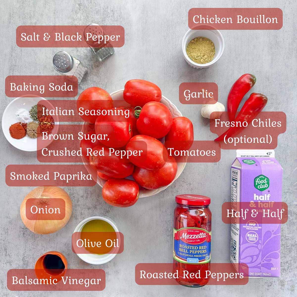 roasted tomato pepper soup ingredients.