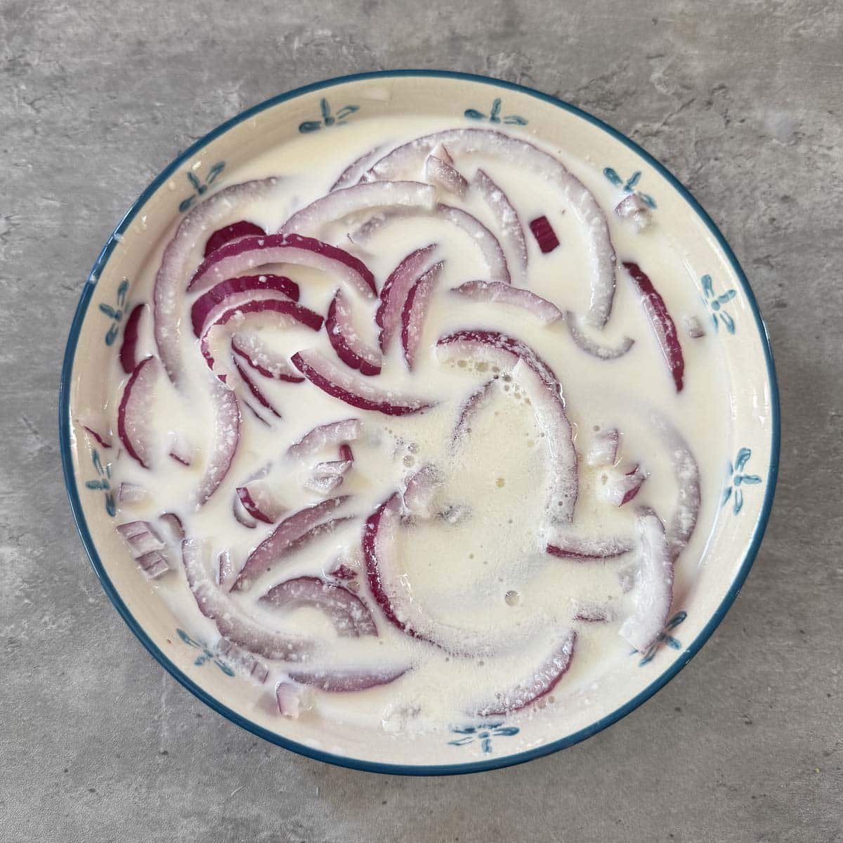 onions soaking in milk.