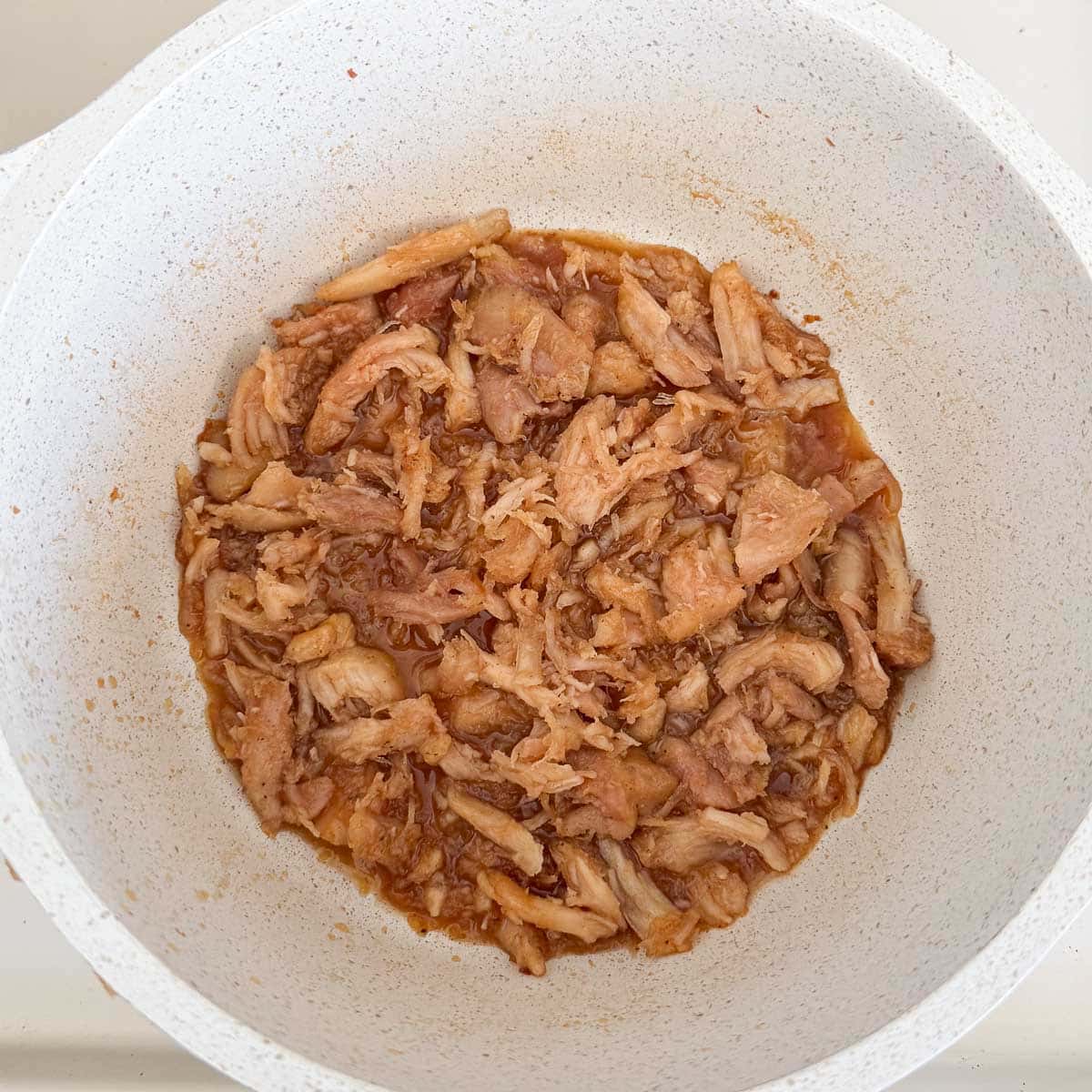 chicken added to hot honey mixture.