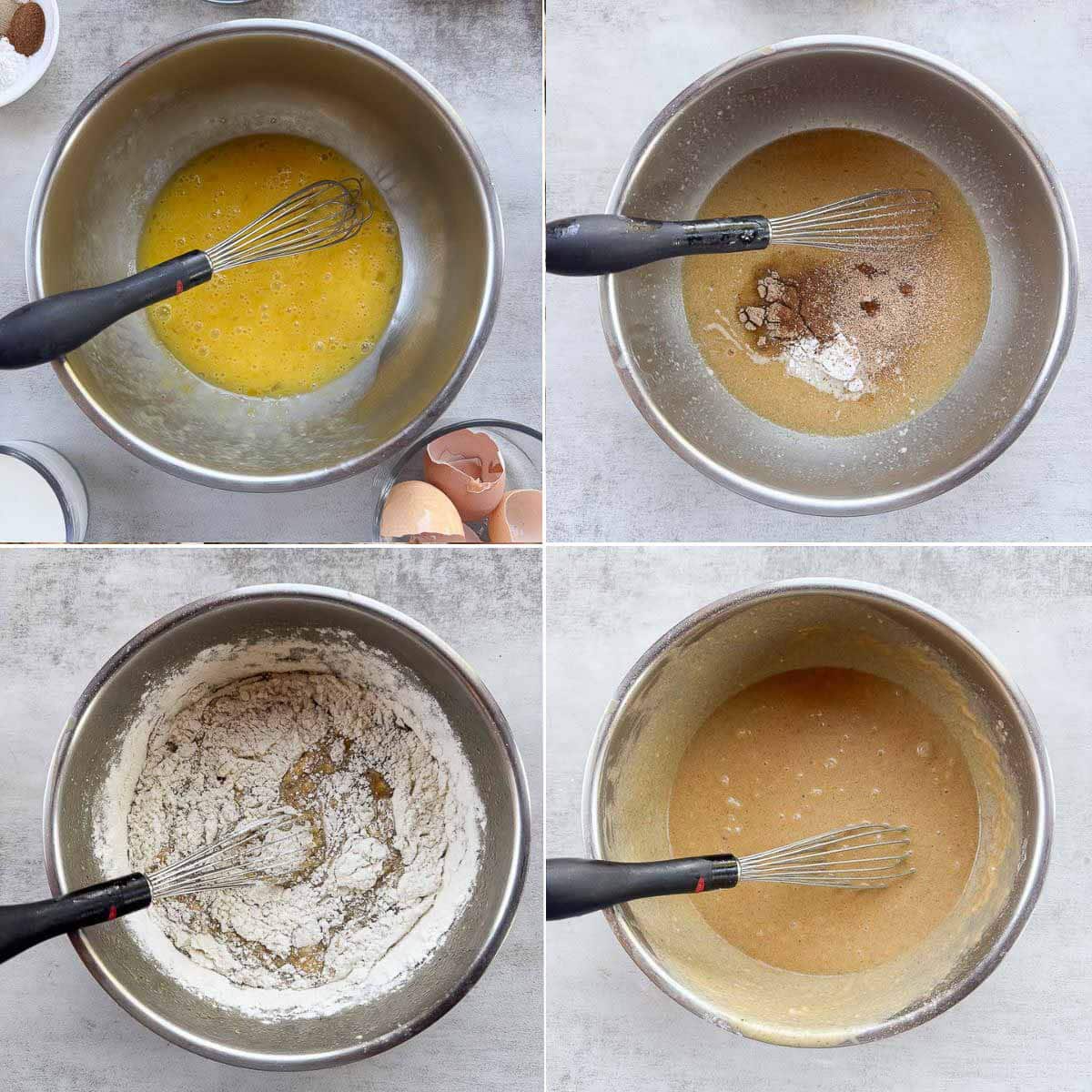 process shots for making invisible apple cake. 