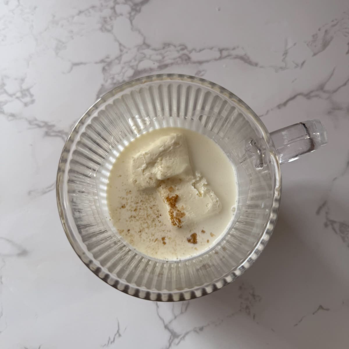 cold foam ingredients in cup before mixing.