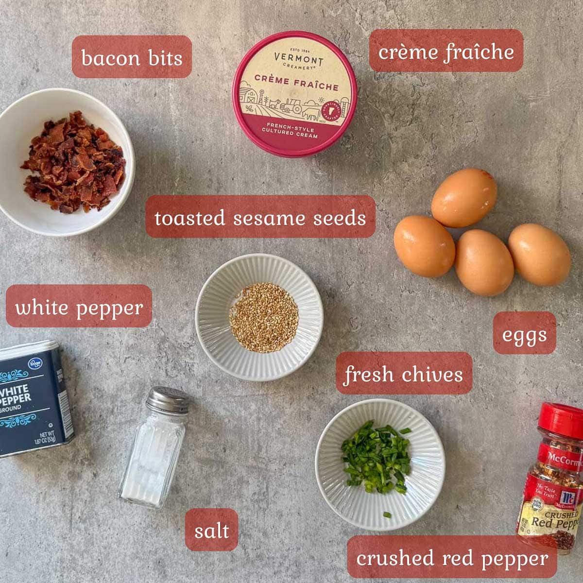 baked eggs in muffin pan ingredients (seasonings, bacon, eggs, etc.)