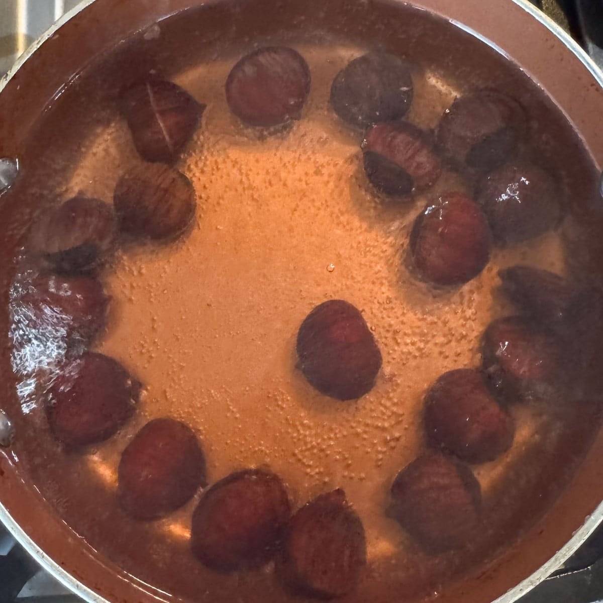 chestnuts being simmered