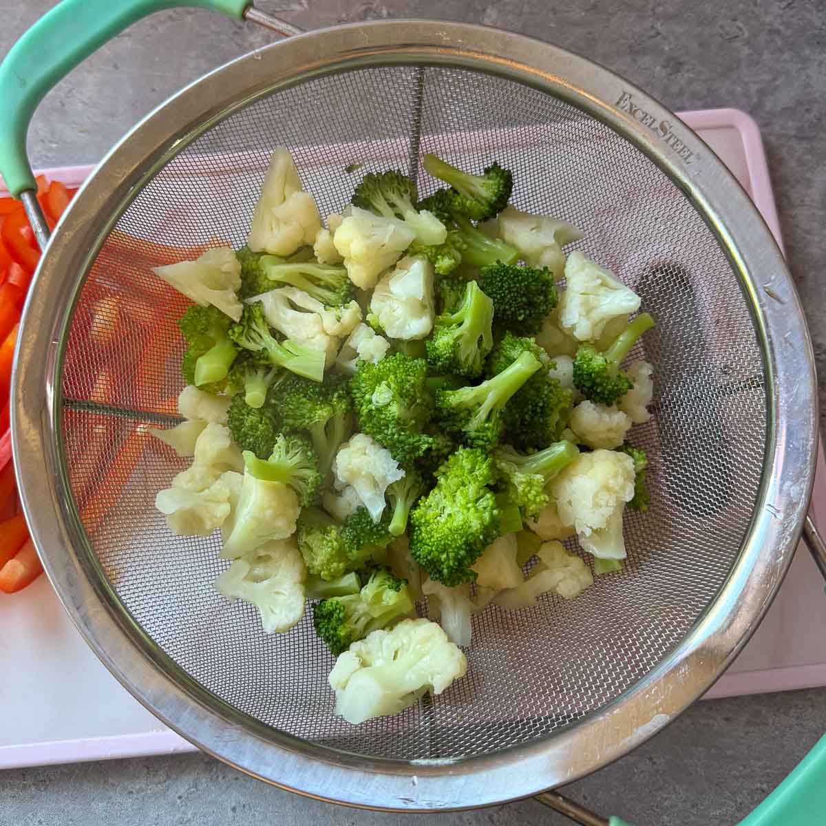 veggies in collander.