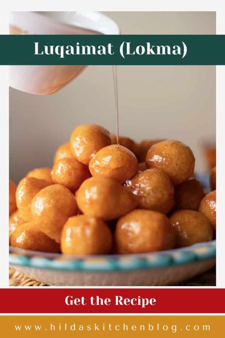 syrup being drizzled over lokma