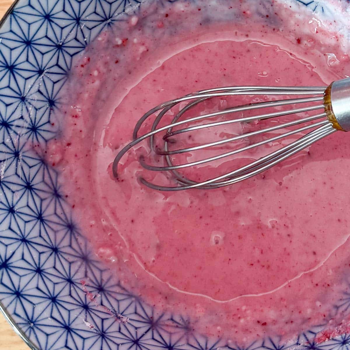 raspberry glaze after whisking.