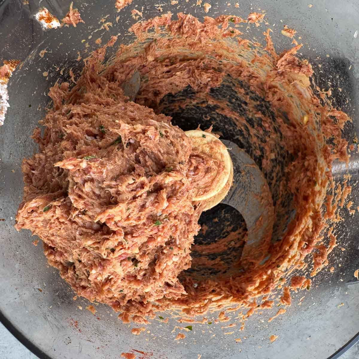 doner kebab mixture in a food processor