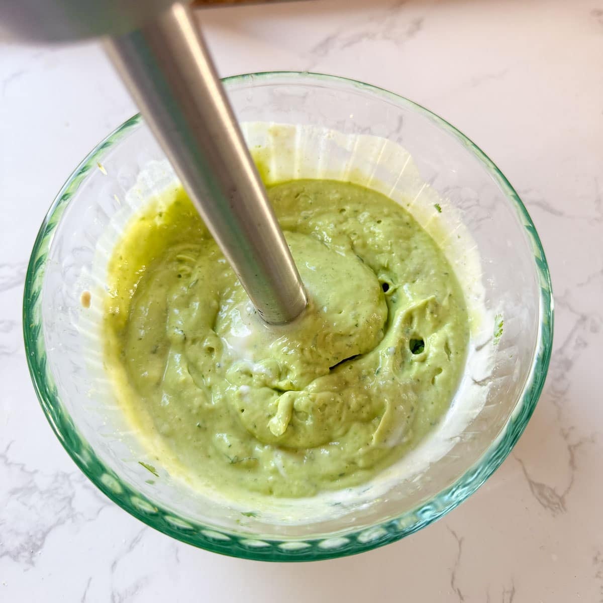 avocado cream sauce with immersion blender.