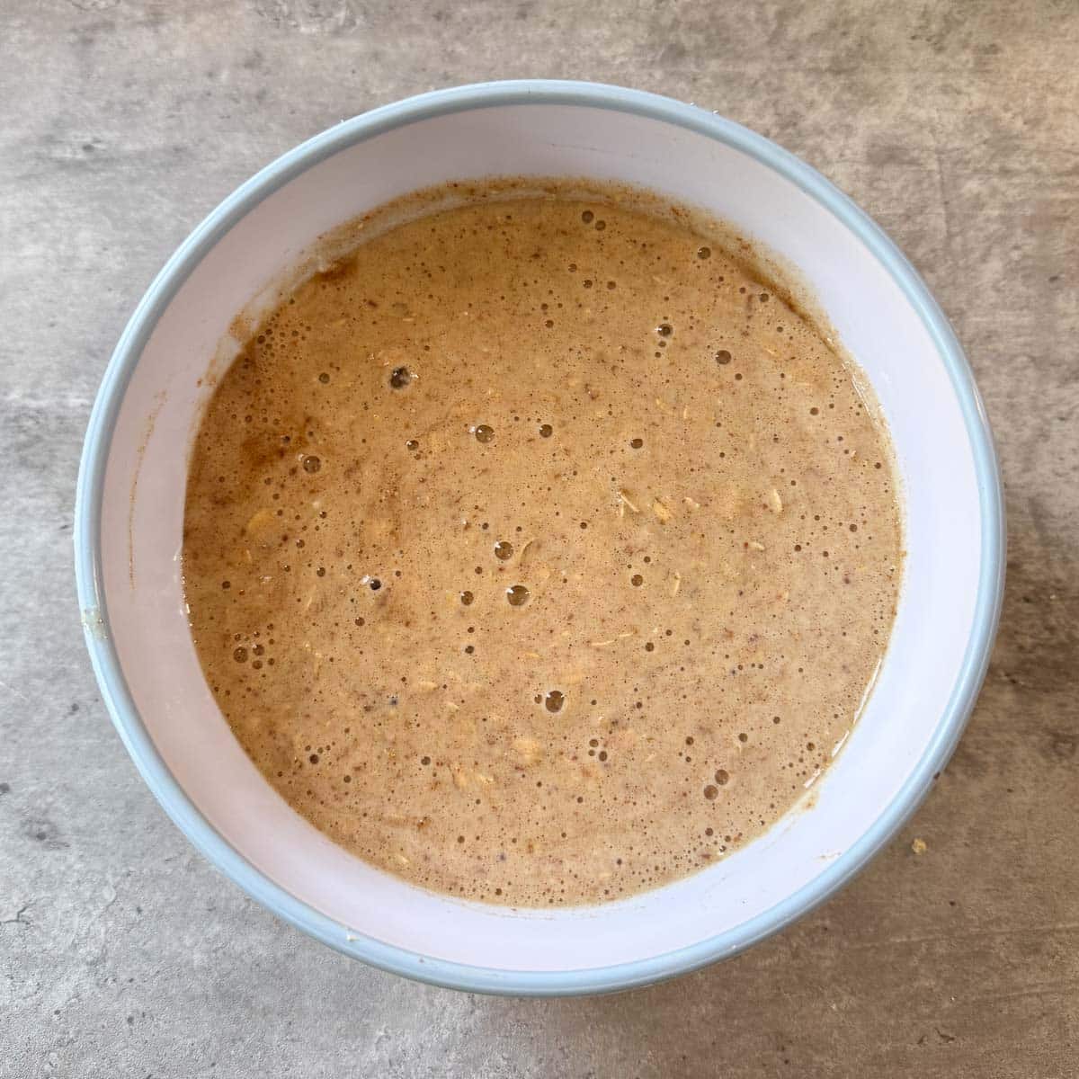 batter after adding date mixture and Greek yogurt.