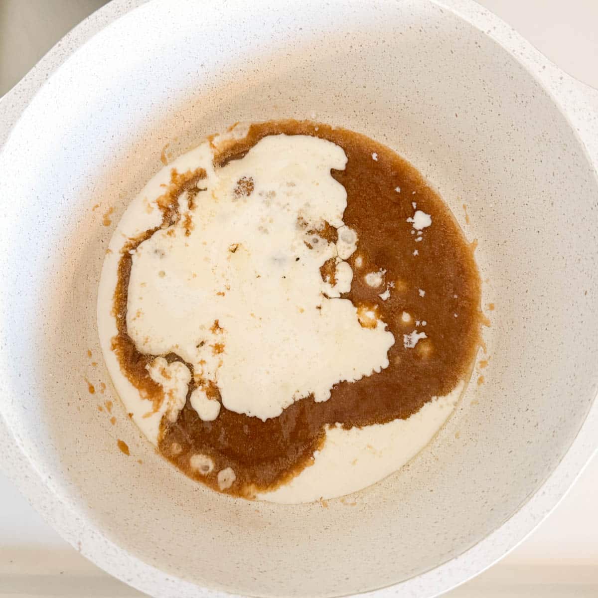 half & half added to caramel sauce.