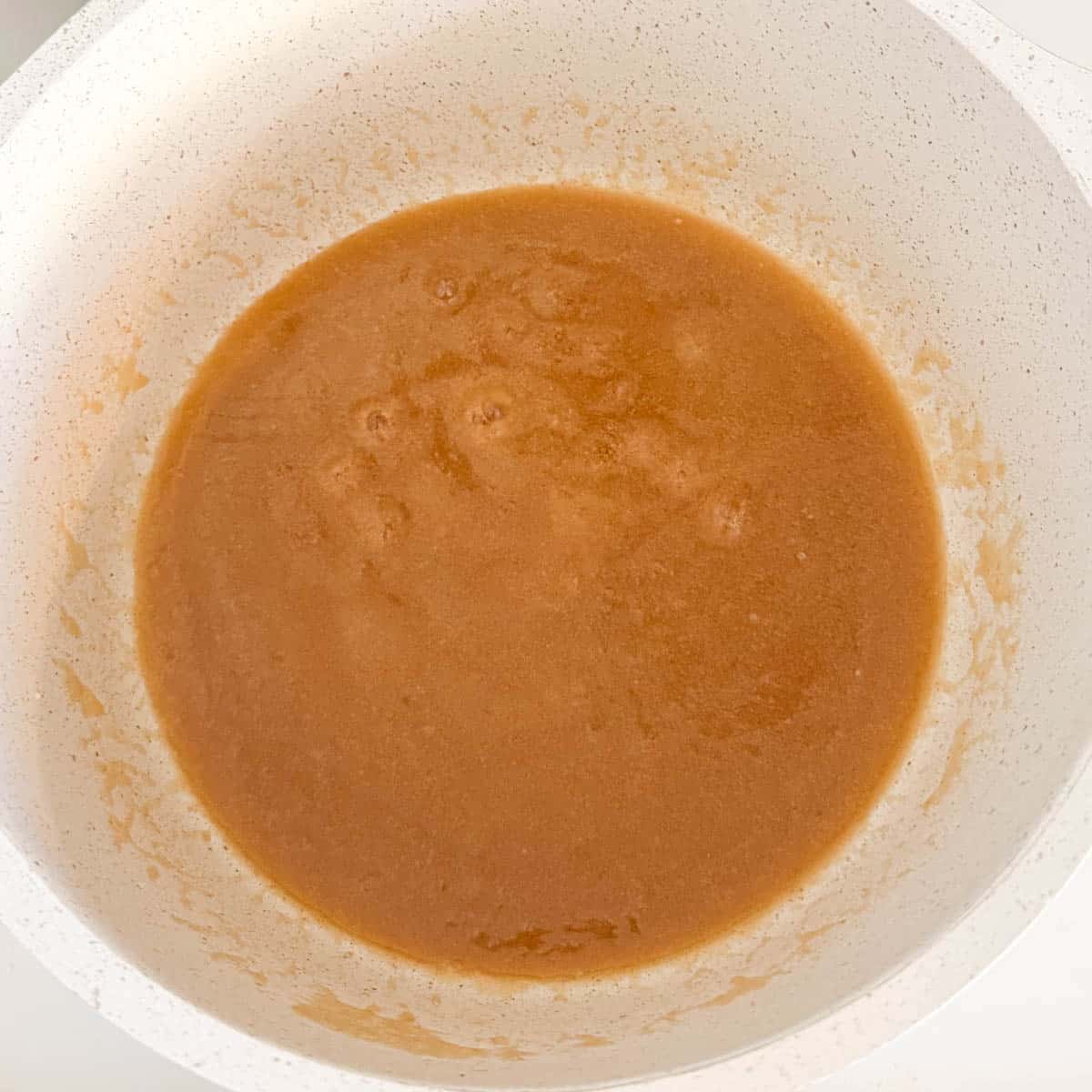 finished salted caramel sauce in pot.