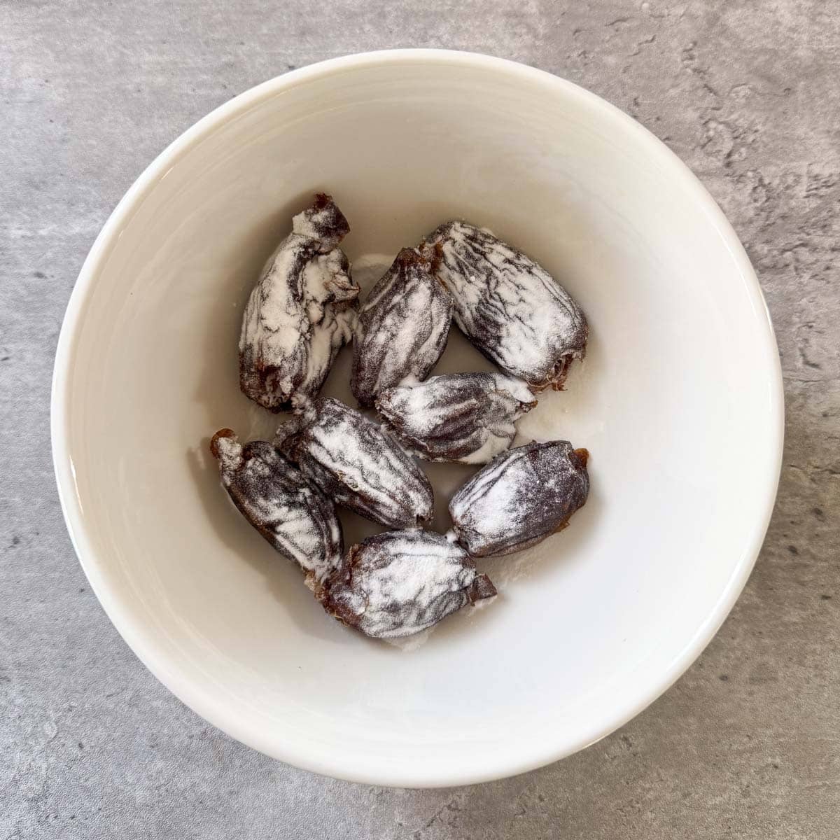 baking soda sprinkled over medjool dates.
