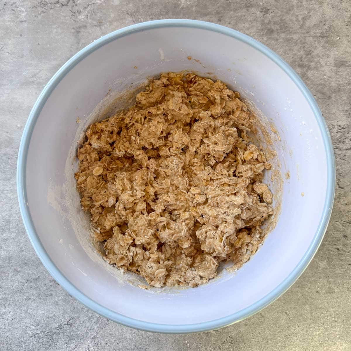 oats coated in batter after mixing.