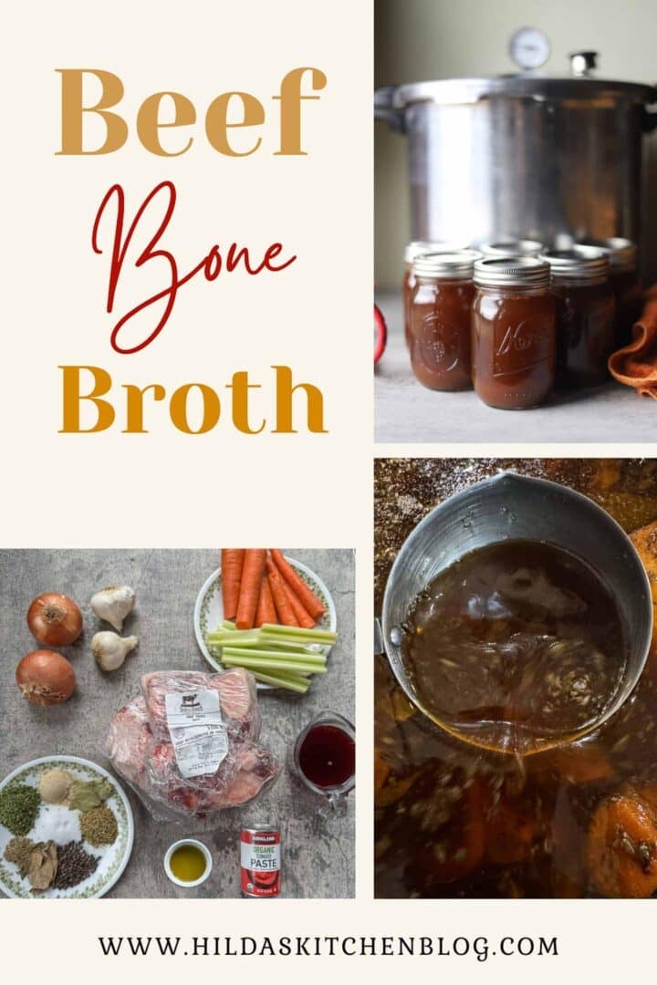 collage of various stages of making bone broth