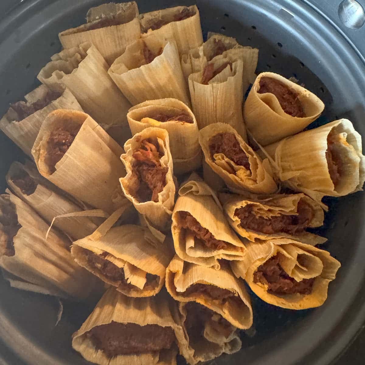pot full of beef tamales