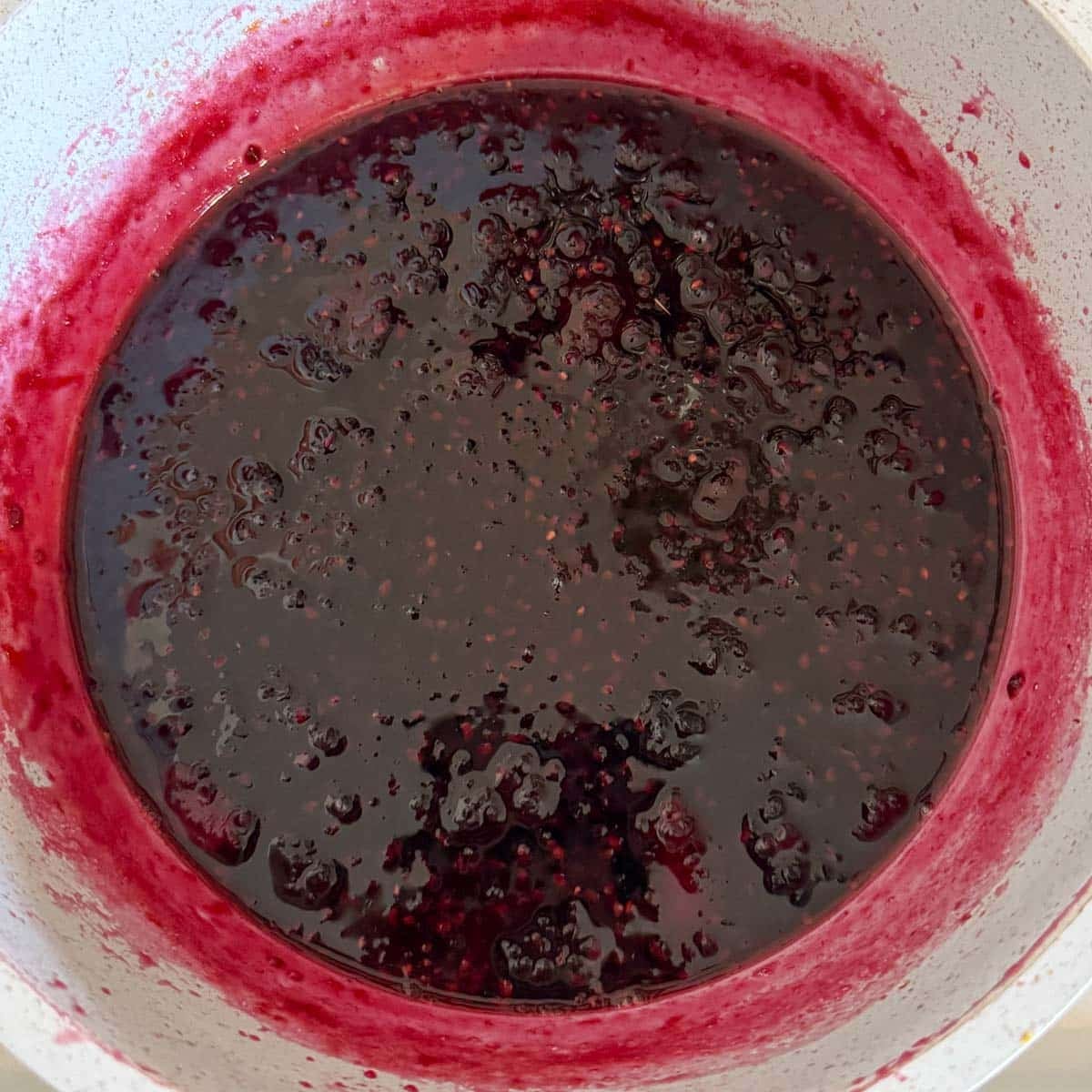 blackberry jam after berries break down.